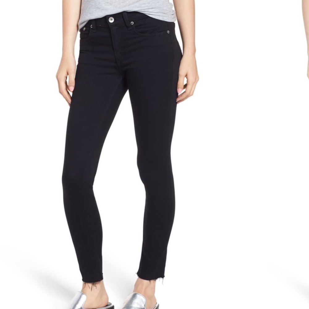 Rag & Bone black skinny frayed hem jeans (A)